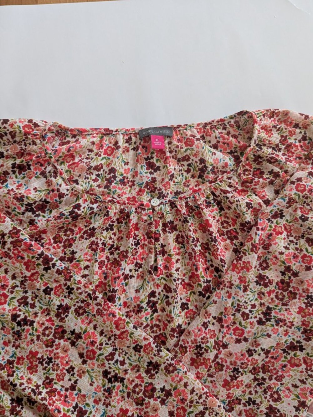 Vince Camuto Floral Print Long Sleeve Blouse  NWT Size XL